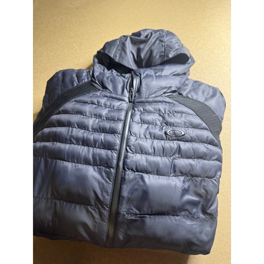 Oakley Factory Pilot Puffer Jacket Mens XXL‎ Slim Fit Navy Blue Full Zip Hooded